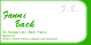 fanni back business card